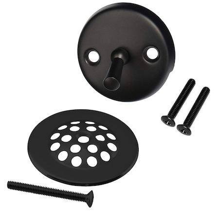 Westbrass 3-1/8" Trip Lever Bathtub and Shower Drain Kit with 2-Hole Overflow Cover, Matte Black D92-62